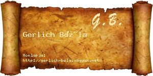 Gerlich Béla névjegykártya
